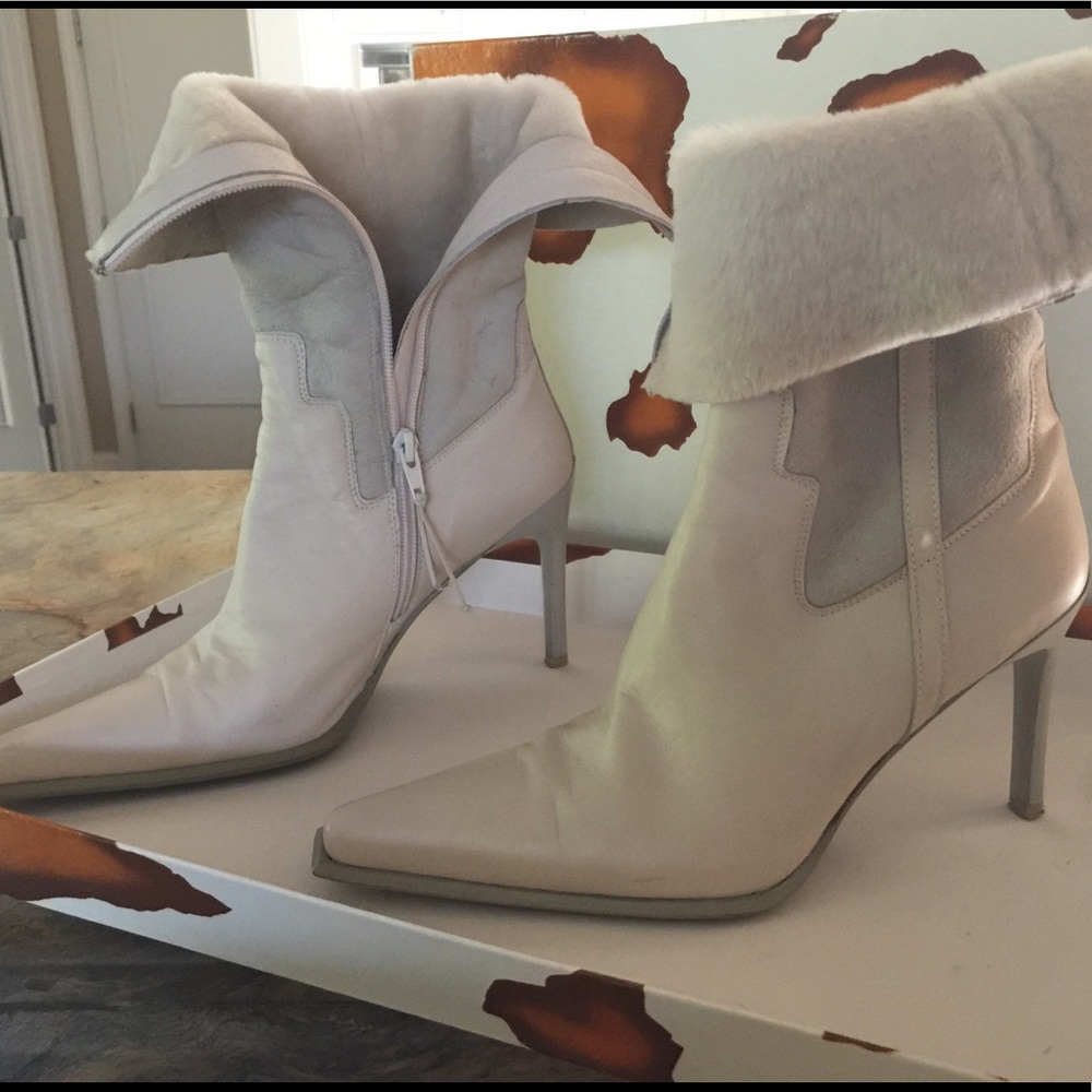 Donald Pliner shearling stiletto boots